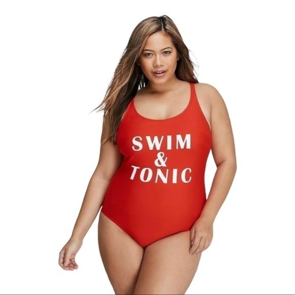 Lane Bryant Swim & Tonic Red One Piece Swinsuit